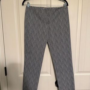 Tory Burch Navy Periwinkle Polka Dot Front Zip 
Crop Pant